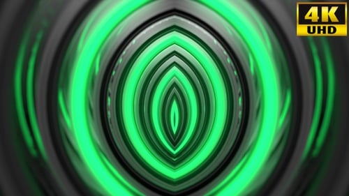 Abstract Geometric Tunnel Loop with Neon Green Lights