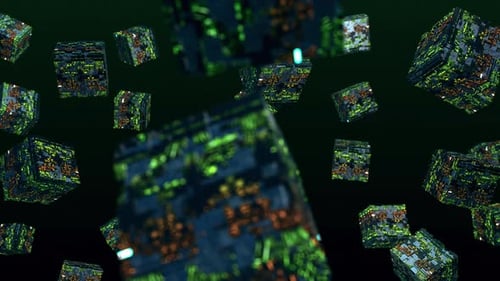 Abstrakte 3D-Animation von Würfeln