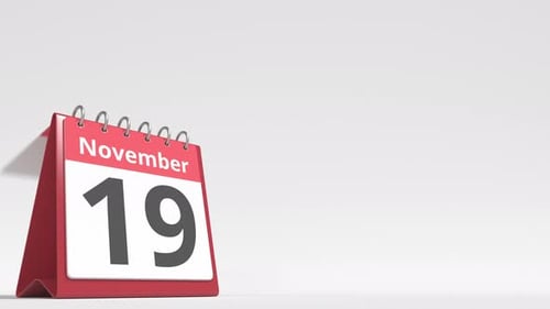 Minimalist 3D Red Desktop Calendar Date Flip Animation