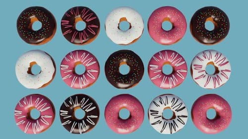 Colorful Rotating 3D Donuts Animation