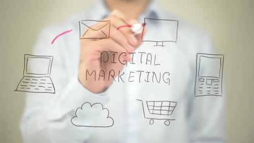 Digital Marketing Diagram Written on Clear Surface