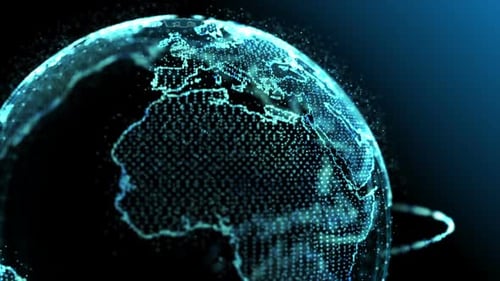 Blue earth technology, business and communications background loop