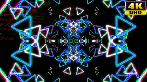 Pulsing Neon Triangles VJ Loop Kaleidoscope Background