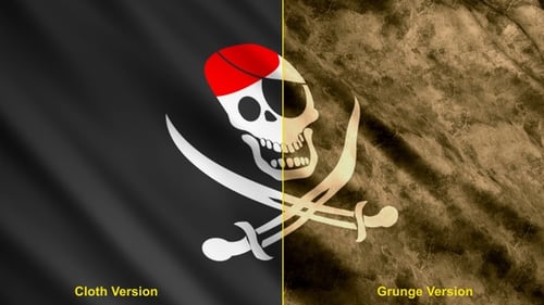 Jolly Roger Pirate Flag Waving Animation