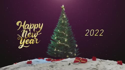 Festive Christmas Tree Happy New Year Title Animation