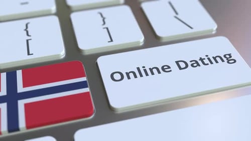 Online Dating Text and Flag of Norway on the Keyboard