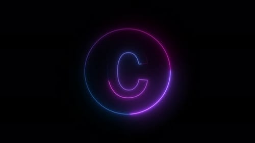 Animación de introducción al Logo de la letra C con luz neón rosa