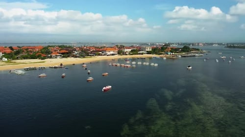 Aerial View on the Beach with Lot of Boats