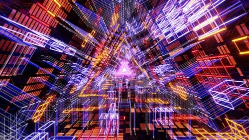 Vj Loop Is A Fantastically Bright Shimmering Tunnel With Bright Flying Triangles 02