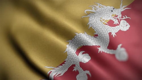 Drapeau du Bhoutan texturé ondulé gros plan, fond HD