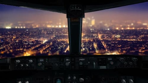 La vue depuis le poste de pilotage d'un avion de passagers moderne. Vue de face depuis le poste de pilotage à travers le pare-brise