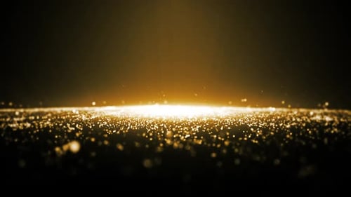Golden Shimmering Particles Elegant Horizon Light Background