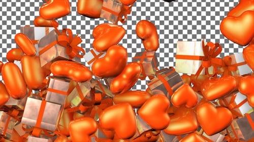 Falling 3D Gifts and Hearts Transition Overlay