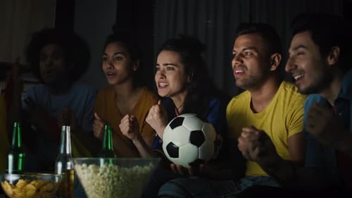 Friends Cheer and Celebrate Soccer Game Victory