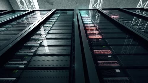 Server Room With Flashing Technology Lights 4k
