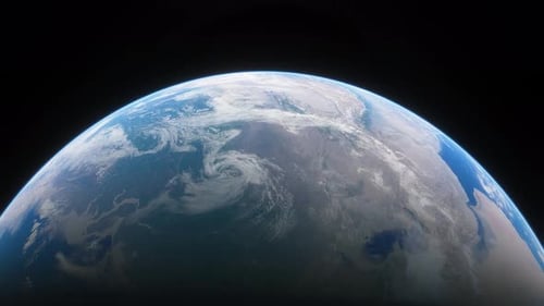 Raumschiff fliegt über den Planeten Erde