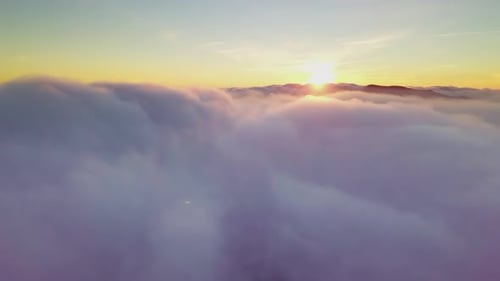 Aerial View of Clouds at Sunset