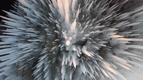 Icicles in Cave on Baikal Lake