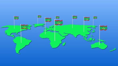 World Map with Waving Flags Animation for Global Reach