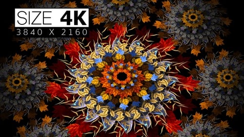Abstract Autumn Leaves Mandala Looping Background