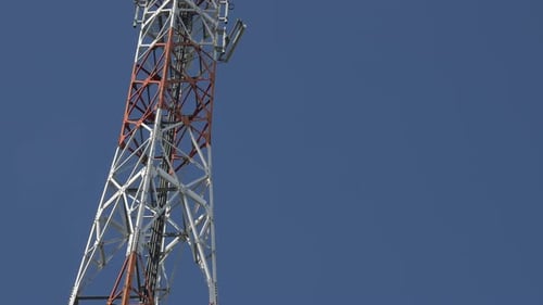 Telecommunication antenna system 4K 2160p UHD tiliting video - Outdor communication repeater in fron