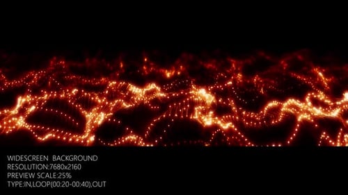 Abstract Glowing Red Orange Particle Waves Background
