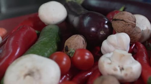 Fresh Vegetables and Fruits Close Up Still Life