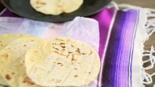 Close Up of Freshly Grilled Corn Tortillas