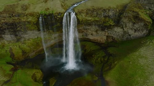 Aerial View of the Seljalandsfoss Located in the South Region in Iceland
