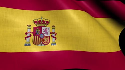 Realistic Waving Spanish Flag Loop