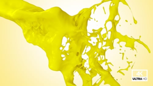 Fluid Yellow Paint Splatter Transition with Alpha Channel