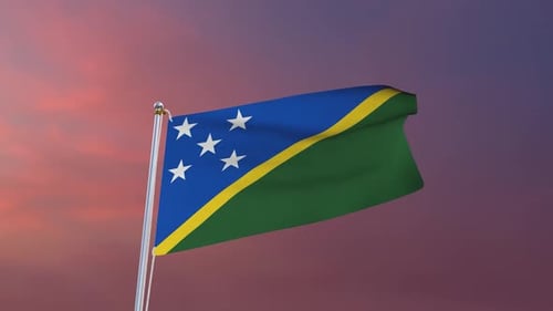 Solomon Islands National Flag Waving Animation