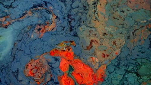 Swirling Blue, Green, and Red Abstract Ink