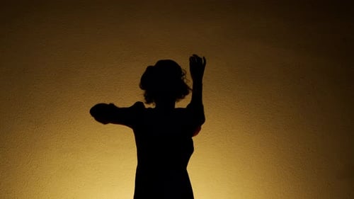Silhouette of a Female Dancing in Front of Wall