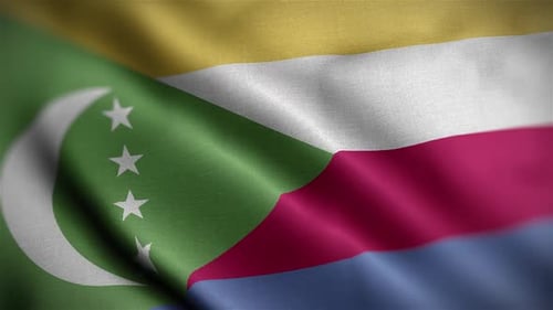 Comoros National Flag Waving Loop Animation