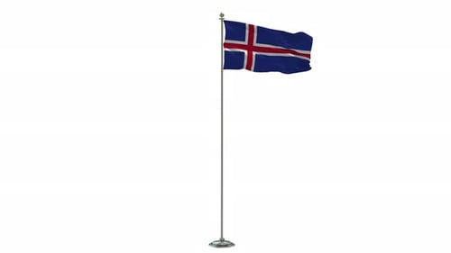 Island beim Abhängen des wehenden Fahnenmastes mit Alpha