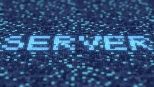 Flashing Symbols Compose SERVER Word on a Blue Screen