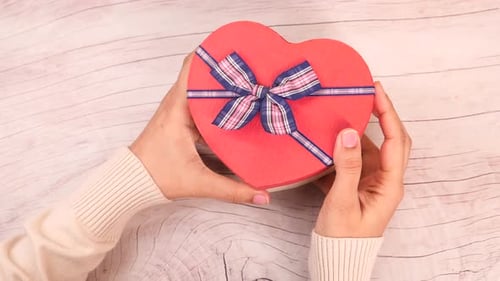 Rear View of Women Hand Holding a Gift Box