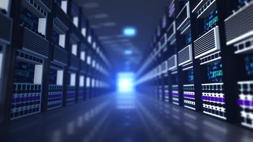 Futuristic Data Center Server Room Flythrough Animation