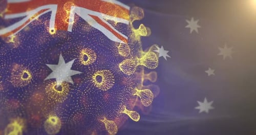 Australian Flag With Corona Virus Bacteria