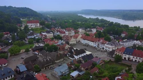 Aerial Panorama of Kazimierz Dolny City Center in Poland