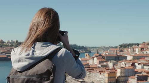 Male Photographer Taking Photo Old City Man Tourist