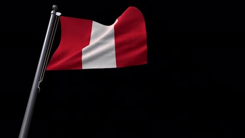 Realistic Waving Peru Flag Animation on Black Background