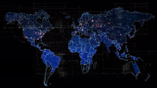 Futuristic Global Data Network Map Animation