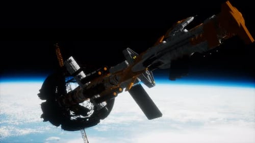 Futuristic Space Station Orbiting Earth in High Definition