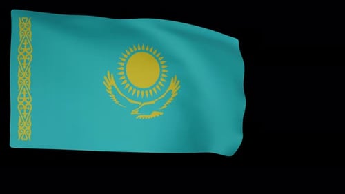 Kazakhstan National Flag Waving Loop