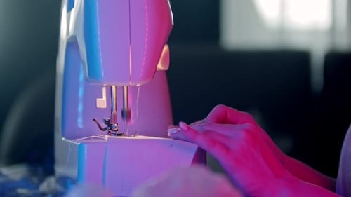 Sewing Machine Close Up With Modern Lighting