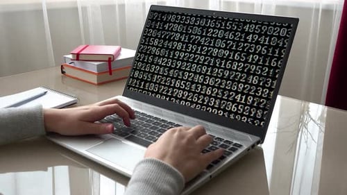 Binary code on the monitor screen