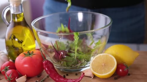 Fresh Vegetables Salad Preparation at Home