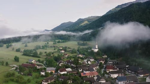 Alpine Village with a Church